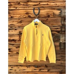 POLO | Vintage Ralph Lauren Yellow 1/4 Zip Neck Cotton Sweater Men's L
